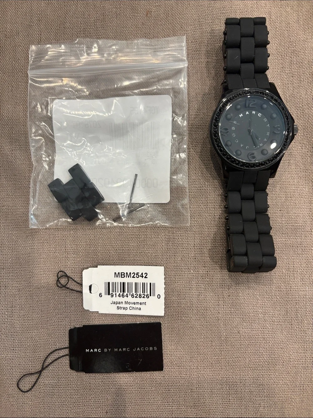 Marc Jacobs Black Crystal-Bezel Women's Watch. NWT